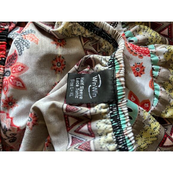 Win Win WinWin Half Sleeve Lace Tunic Paisley Stretch Off Shoulder L / XL - Picture 6 of 6